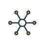 An icon of a molecule