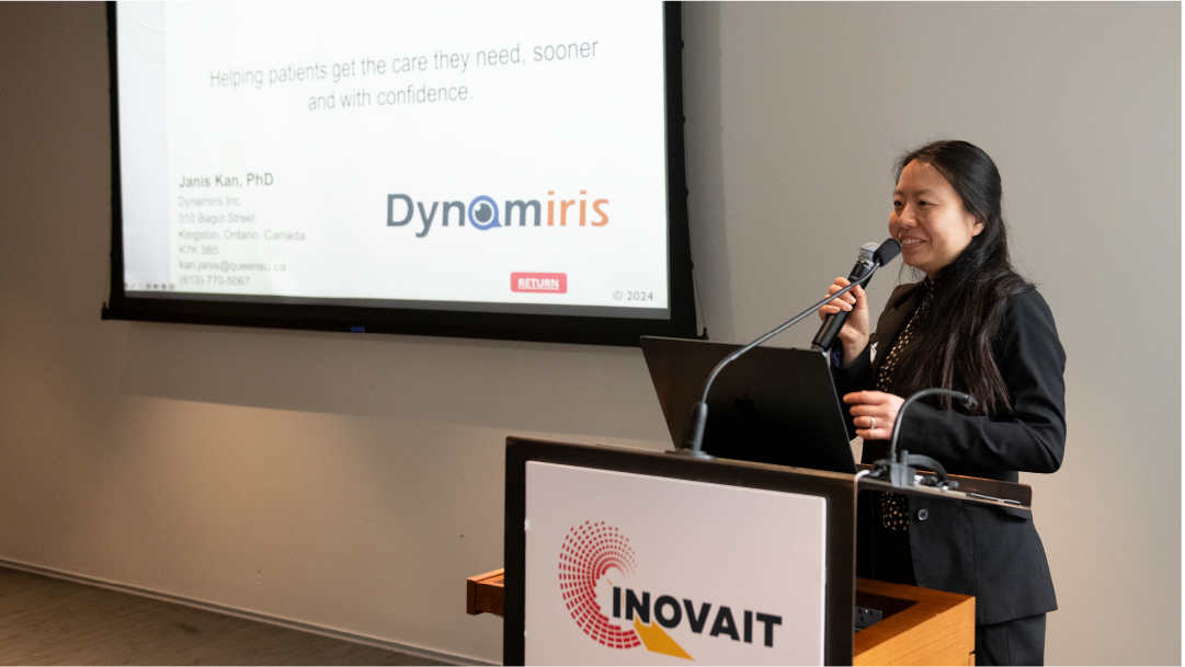 Saumik Bissau from Tenomix presents at the INOVAIT Discovery Forum 2023. 